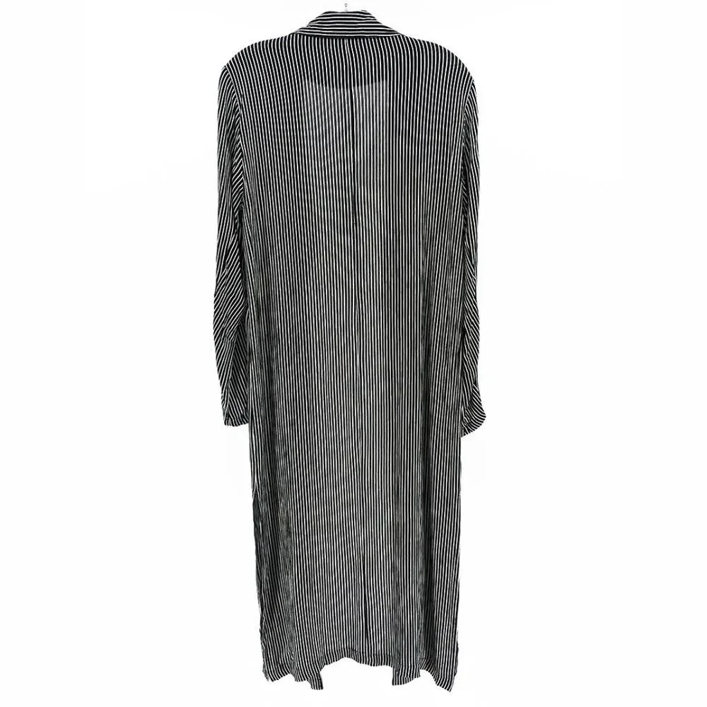 Anama USA Long Open Blazer Womens Medium Stripe Boho Lightweight Business Casual - Picture 5 of 5